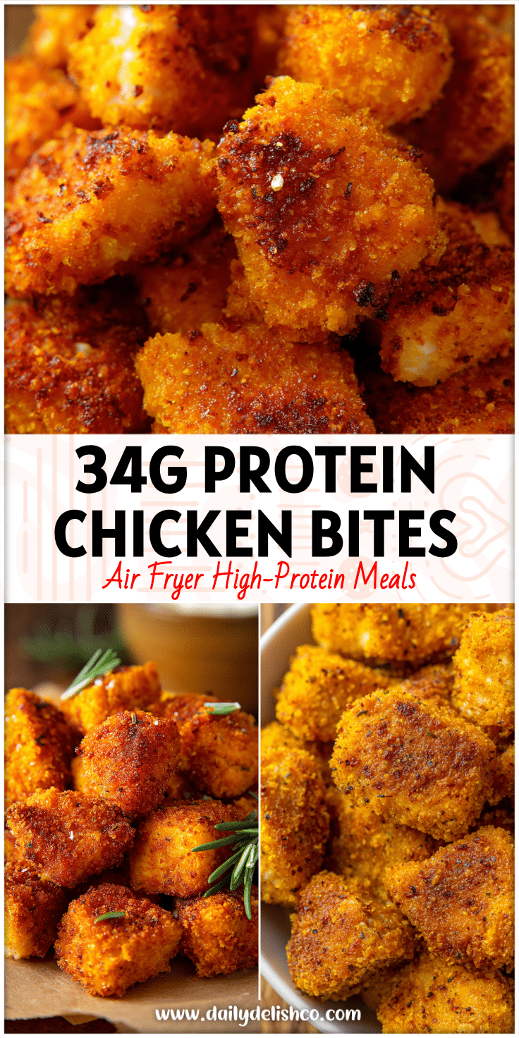 Golden Air Fryer Cubed Chicken and Air Fryer Diced Chicken bites coated in pumpkin seasoning with crispy texture.